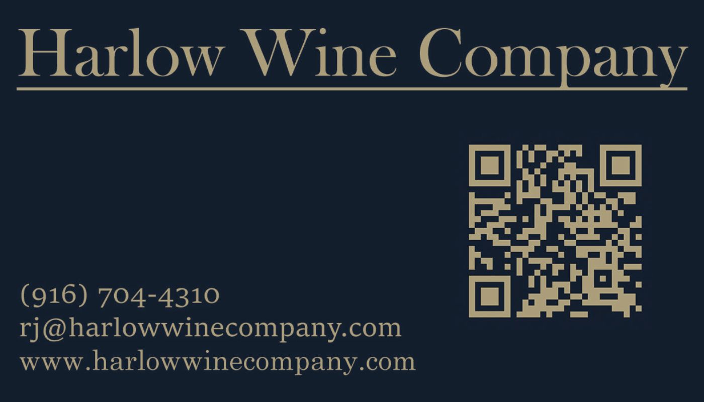 Card back with the company name, phone, email, website and QR code